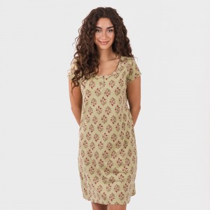 Vestito manica corta con bottoni in cotone Denisa verde 2