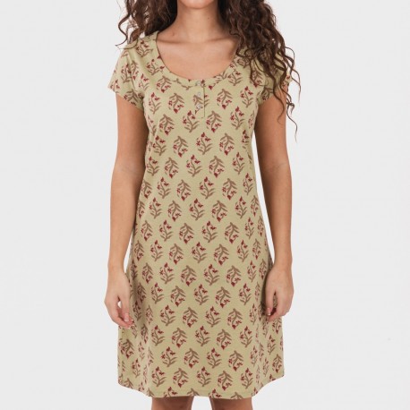 Vestito manica corta con bottoni in cotone Denisa verde