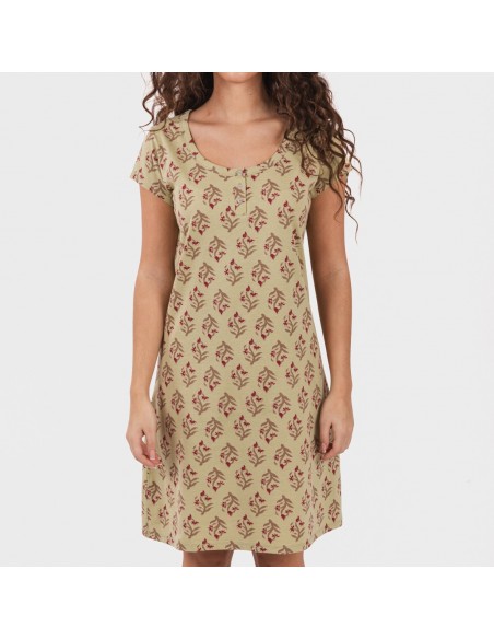 Vestito manica corta con bottoni in cotone Denisa verde Vestito manica corta con bottoni in cotone Denisa verde