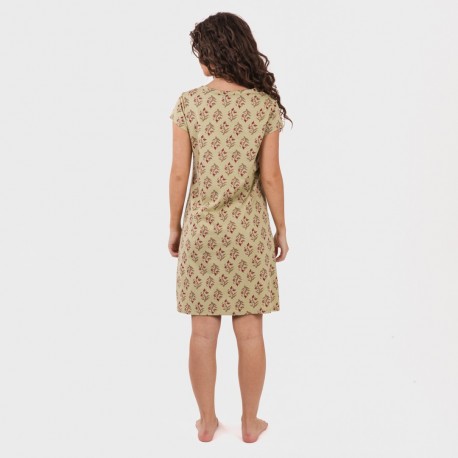 Vestito manica corta con bottoni in cotone Denisa verde