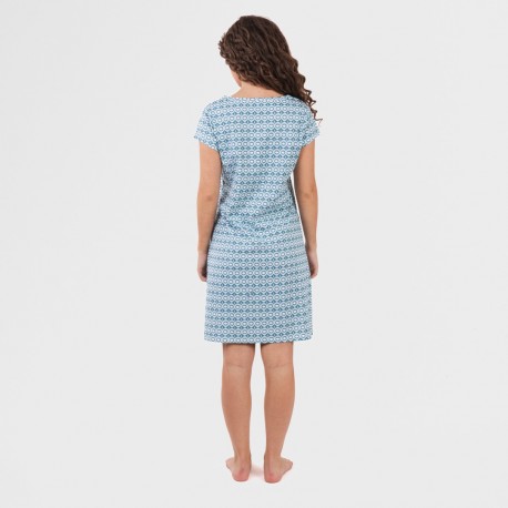 Vestito manica corta con bottoni in cotone Galieni turchese