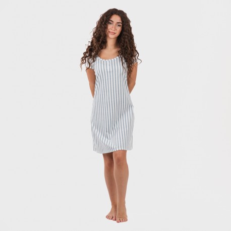 Vestito manica corta con bottoni in cotone Raya Anne turchese