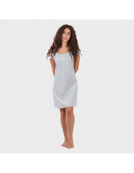 Vestito manica corta con bottoni in cotone Raya Anne turchese