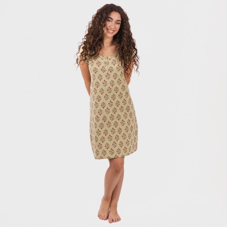 Vestito manica corta con bottoni in cotone Denisa verde