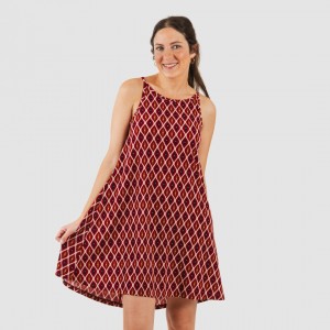 Vestito corto con spalline crêpe Cartagena bordeaux