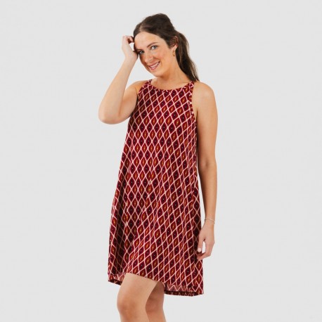 Vestito corto con spalline crêpe Cartagena bordeaux