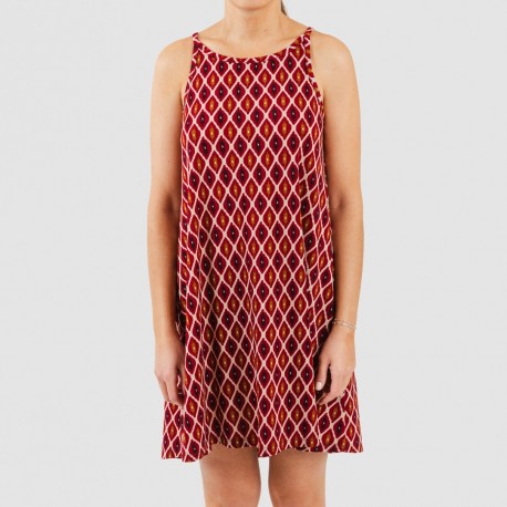 Vestito corto con spalline crêpe Cartagena bordeaux