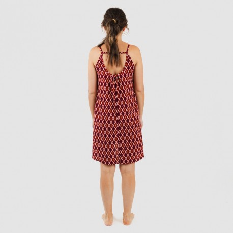 Vestito corto con spalline crêpe Cartagena bordeaux