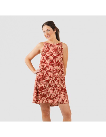 Vestito corto con spalline crêpe Corinto rame Vestito corto con spalline crêpe Corinto rame