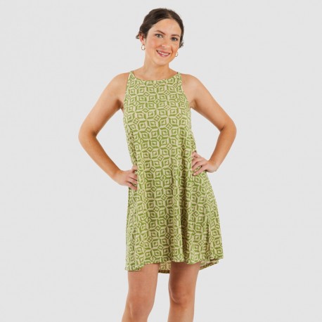 Vestito con spalline crêpe Corinto verde vestidos-mujer