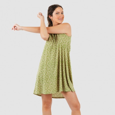 Vestito corto con spalline crêpe Corinto verde