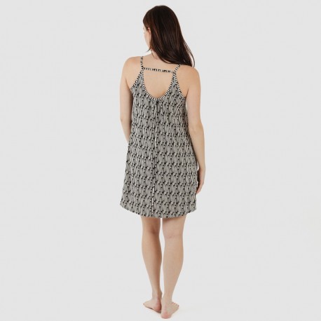 Vestito corto con spalline crêpe Malibu beige - nero