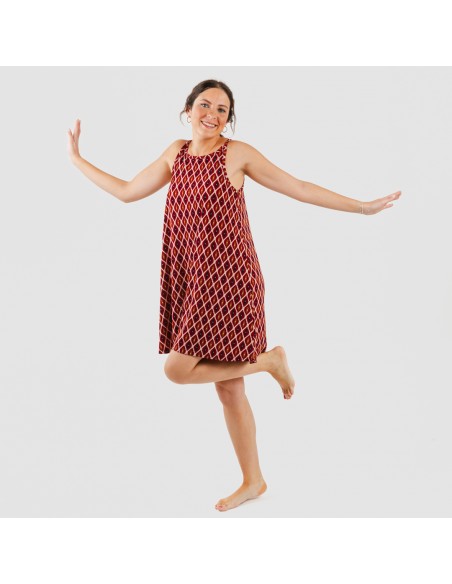 Vestito corto con spalline crêpe Cartagena bordeaux Vestito corto con spalline crêpe Cartagena bordeaux