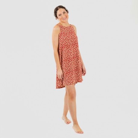 Vestito corto con spalline crêpe Corinto rame