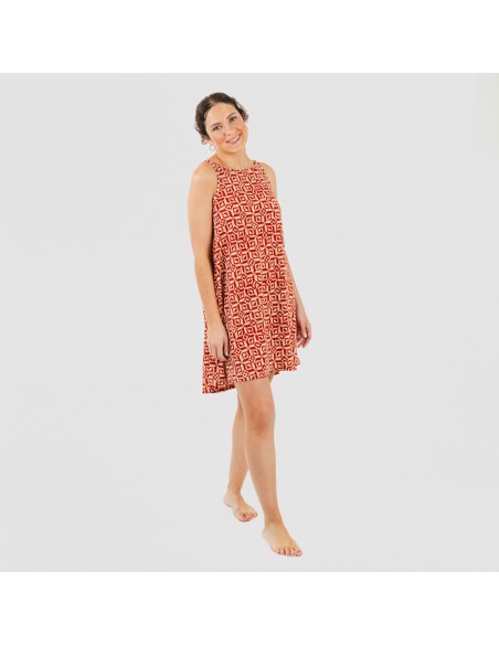 Vestito corto con spalline crêpe Corinto rame Vestito corto con spalline crêpe Corinto rame