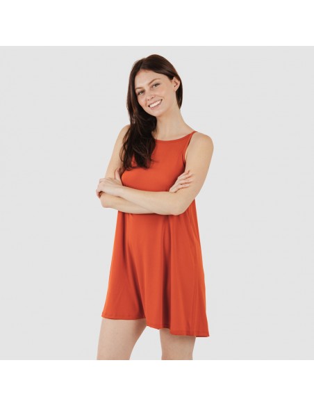 Vestito corto con spalline crêpe tinta unita