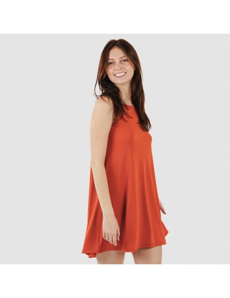 Vestito corto con spalline crêpe tinta unita