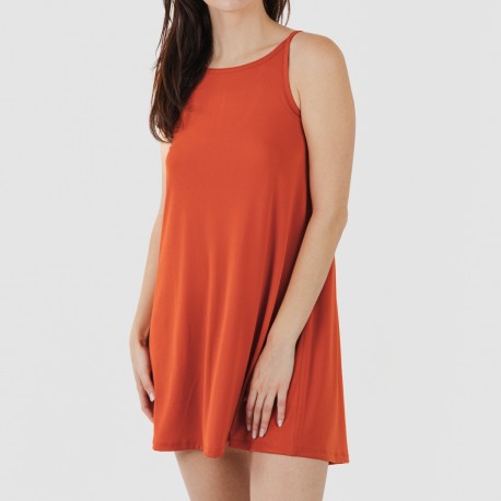 Vestito corto con spalline crêpe tinta unita