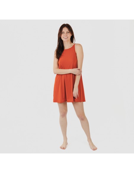 Vestito corto con spalline crêpe tinta unita