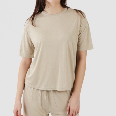 Pigiama lungo manica corta viscosa tinta unita