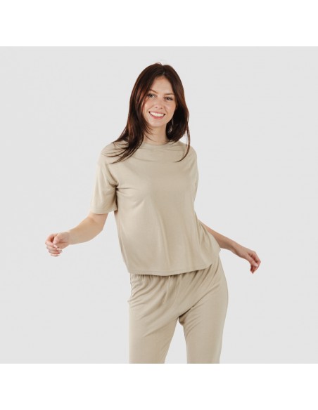 Pigiama lungo manica corta viscosa tinta unita Pigiama lungo manica corta viscosa tinta unita