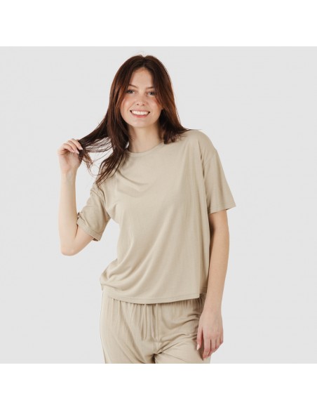 Pigiama lungo manica corta viscosa tinta unita Pigiama lungo manica corta viscosa tinta unita