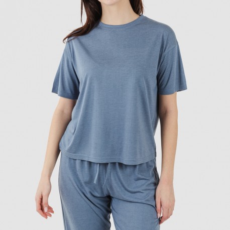 Pigiama lungo manica corta viscosa tinta unita