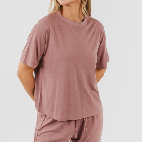 Pigiama lungo manica corta viscosa tinta unita