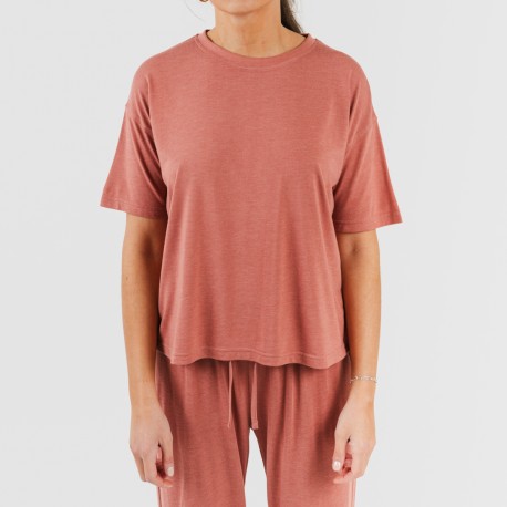 Pigiama lungo manica corta viscosa tinta unita