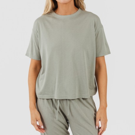 Pigiama lungo manica corta viscosa tinta unita