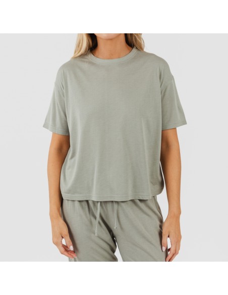 Pigiama lungo manica corta viscosa tinta unita Pigiama lungo manica corta viscosa tinta unita