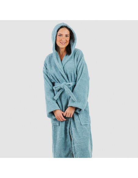 Accappatoio con cappuccio blu acqua 450gr unisex