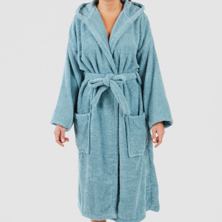 Accappatoio con cappuccio blu acqua 450gr unisex
