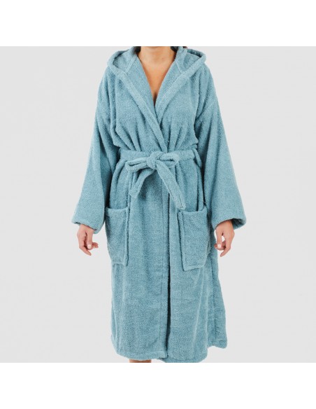 Accappatoio con cappuccio blu acqua 450gr unisex