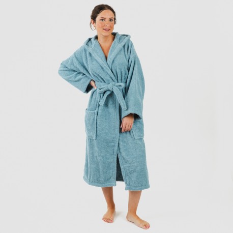 Accappatoio con cappuccio blu acqua 450gr unisex