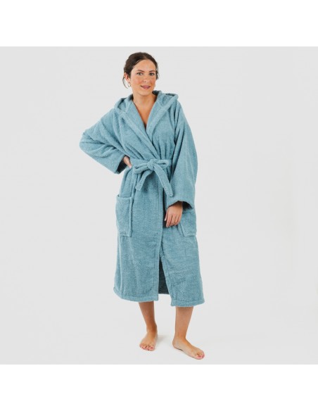 Accappatoio con cappuccio blu acqua 450gr unisex