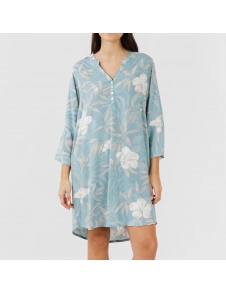 Camicia lunga viscosa Denia celeste Camicia lunga viscosa Denia celeste