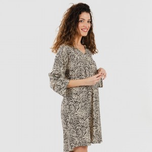 Camicia lunga viscosa Sole beige - nera 2