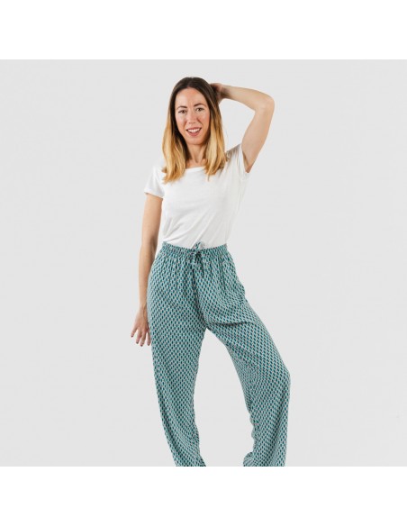 Pantalone viscosa Dueña azzurro Pantalone viscosa Dueña azzurro