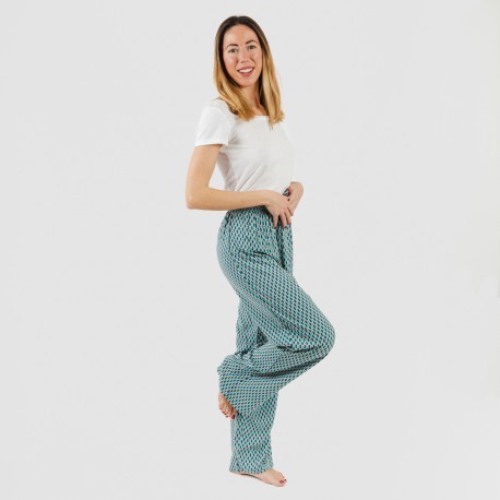 Pantalone viscosa Dueña azzurro