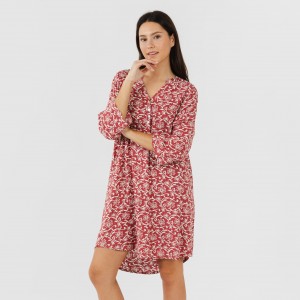 Camicia lunga viscosa Reina marsala