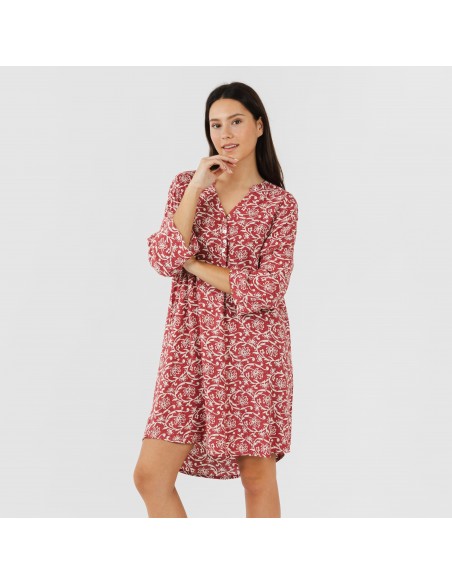 Camicia lunga viscosa Reina marsala