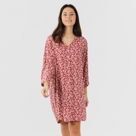 Camicia lunga viscosa Reina marsala