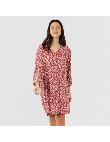 Camicia lunga viscosa Reina marsala