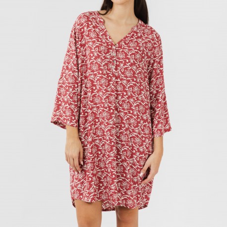 Camicia lunga viscosa Reina marsala