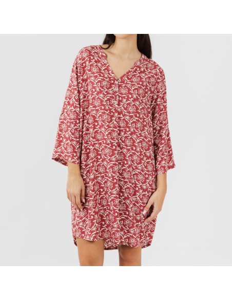 Camicia lunga viscosa Reina marsala