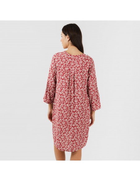 Camicia lunga viscosa Reina marsala