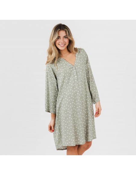 Camicia lunga viscosa Valeria verde militare Camicia lunga viscosa Valeria verde militare