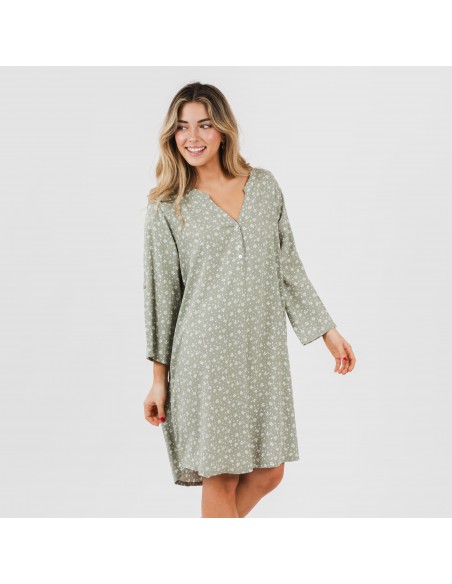 Camicia lunga viscosa Valeria verde militare Camicia lunga viscosa Valeria verde militare