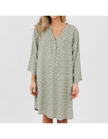 Camicia lunga viscosa Valeria verde militare Camicia lunga viscosa Valeria verde militare